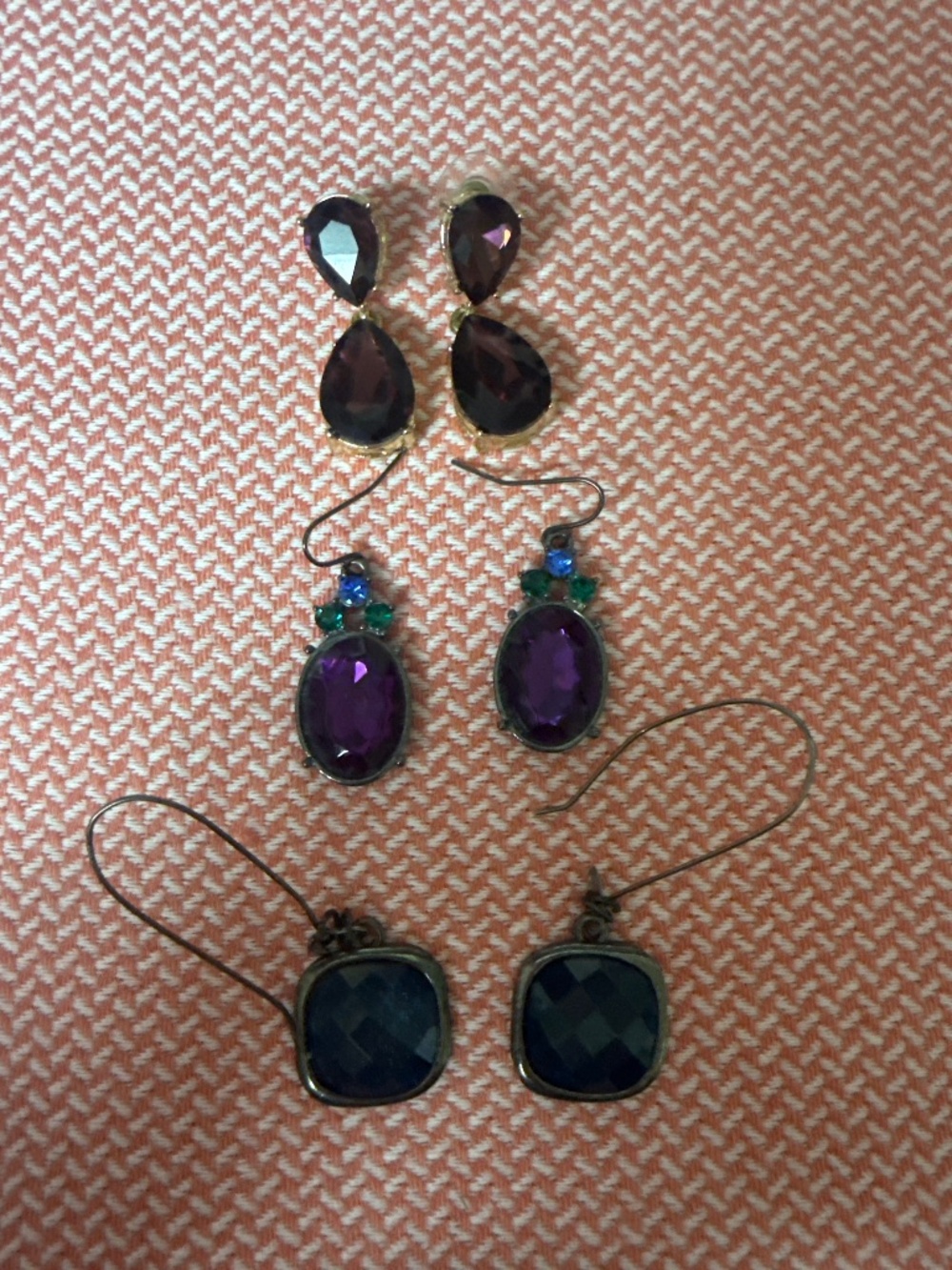 Lot of 3 Vintage Earrings Multi Color